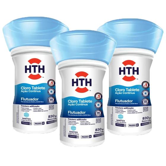 Imagem de Kit 3 Unidades Cloro Flutuador Advanced Hth 830g