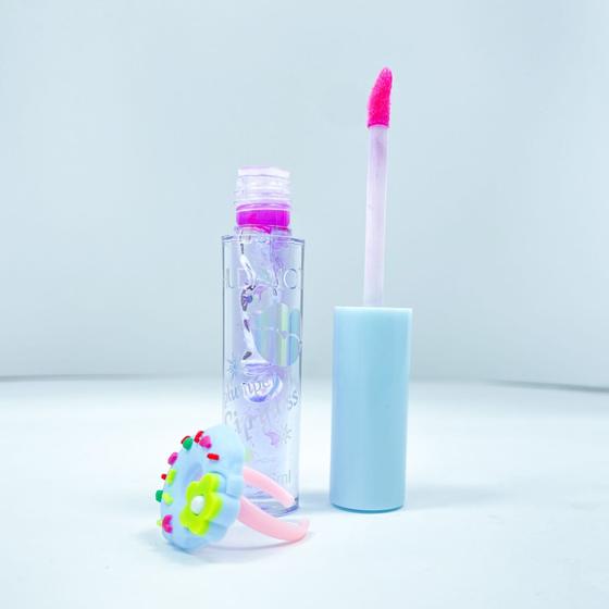 Imagem de Kit 3 unidades de lip gloss hidratante labial aneis rosquinha coloridos removível