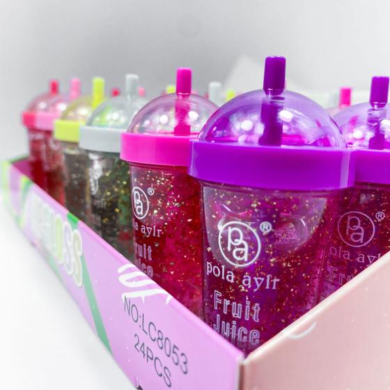 Imagem de Kit 3 unidades de lip tint gloss labial formato Milk shake glitter novidade