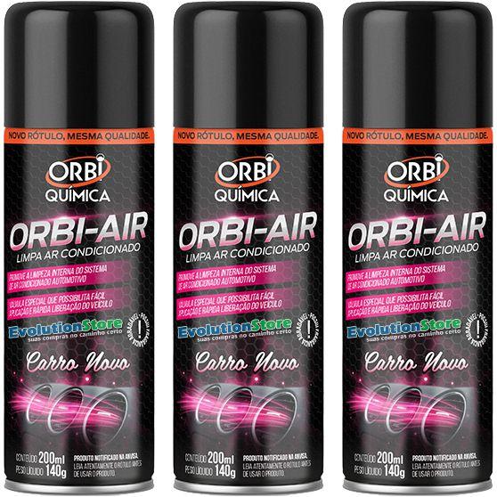 Kit 3 Unidades Spray Limpa Ar Condicionado Orbi Air Carro Novo 200ml 140g Menor preço em Kit 3 Unidades Spray Limpa Ar Condicionado Orbi Air Carro Novo 200ml 140g