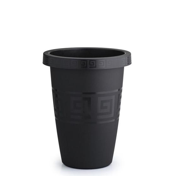 Imagem de Kit 3 Unidades Vaso Plástico Redondo 21 Lts Grego Preto Grande Decorações Jardins Flores Plantas