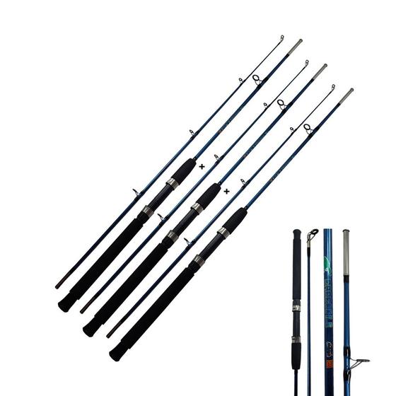 Imagem de Kit 3 Vara De Pesca Para Molinete 1,50 Metros Duas Partes Fibra Vidro 20Lbs