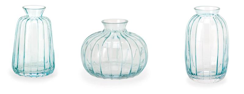 Imagem de Kit 3 vasinhos em vidro azul mart decorativo
