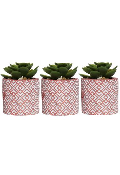 Imagem de Kit 3 Vaso Cimento Cachepot Suculenta Planta Artificial Rosa