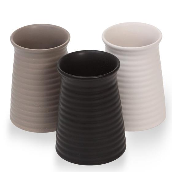 Imagem de Kit 3 Vaso de Cerâmica Decorativo Cachepô 14,5x11 cm Luxo