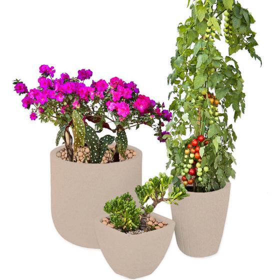 Imagem de Kit 3 Vaso Decoração Planta Polietileno Variados Jardim CD50