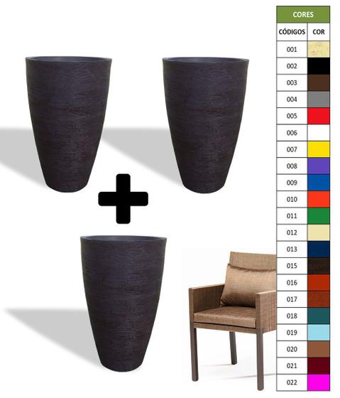 Kit 3 Vaso Planta 80x50 Oval Moderno Polietileno Menor preço em Kit 3 Vaso Planta 80x50 Oval Moderno Polietileno