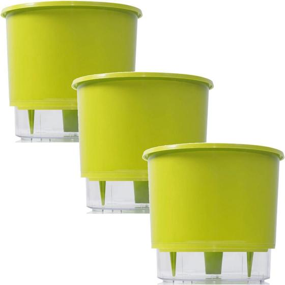 Imagem de Kit 3 Vaso Raiz Auto Irrigável 21Cm Verde Cl Cultivar Planta