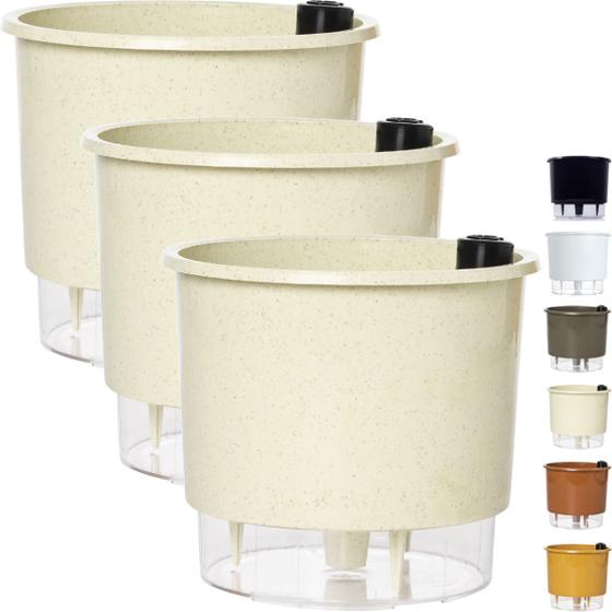 Imagem de Kit 3 Vaso Raiz Auto Irrigável 21x18cm N4 Autoirrigável Grande Plantas Flores Temperos Horta