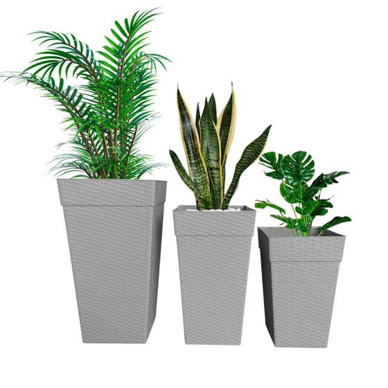 Imagem de Kit 3 Vasos 10L 17,5L 28L Plantas Flores Cachepot Rattan