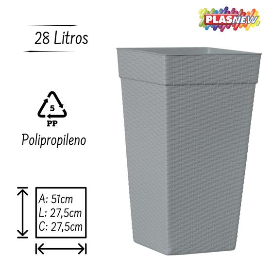 Kit 3 Vasos 28L Cinza - Preto- Marrom - Branco para Plantas Flores Cachepot Rattan - Plasnew Menor preço em Kit 3 Vasos 28L Cinza - Preto- Marrom - Branco para Plantas Flores Cachepot Rattan - Plasnew