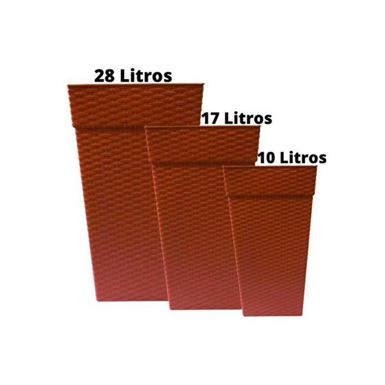 Imagem de kit 3 vasos coluna quadrado plantas 28L/17L/10L