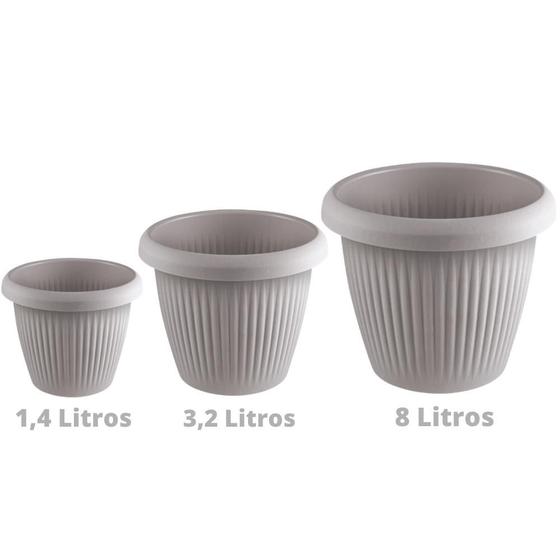 Imagem de Kit 3 Vasos de Flor Plástico Tam P,M,G s/Prato Moderno Decorativo