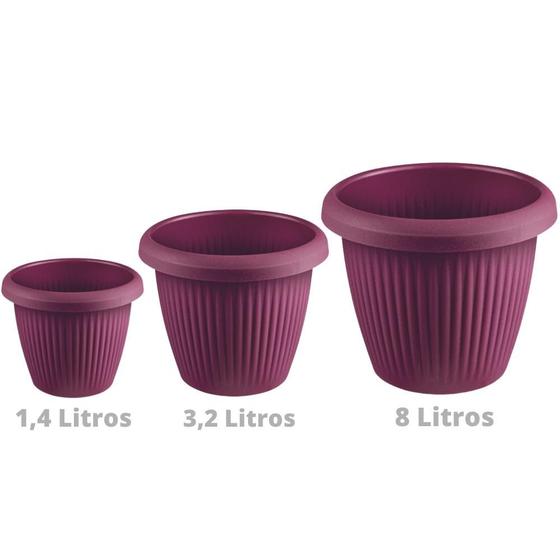Imagem de Kit 3 Vasos de Flor Plástico Tam P,M,G s/Prato Moderno Decorativo