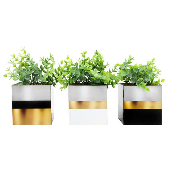 Imagem de Kit 3 Vasos Decorativos Planta Artificial Quarto Oferta