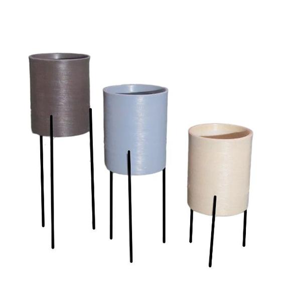 Imagem de Kit 3 Vasos Planta com Suporte Vasos Jardim Grid