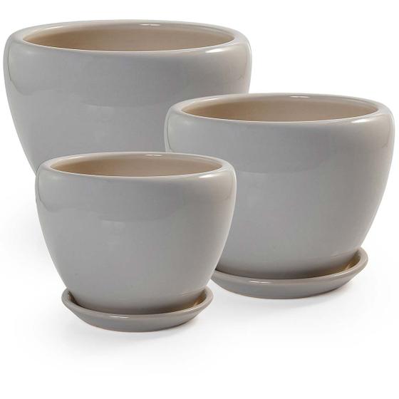 Imagem de Kit 3 vasos + pratos berlim pozzani - porcelana branco