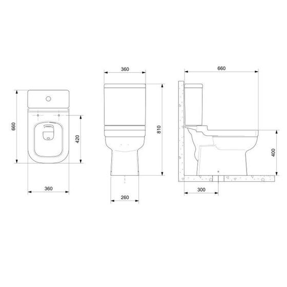Imagem de Kit 3 Vasos Sanitário com Caixa Acoplada e Assento Soft Close Elite Celite