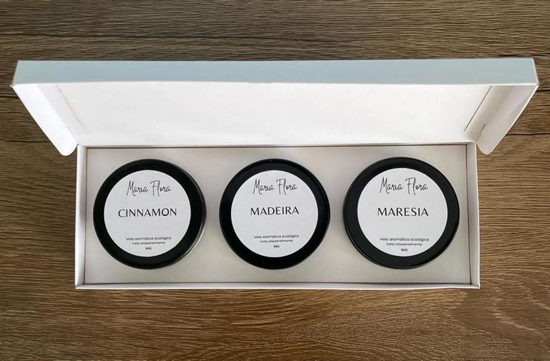 Imagem de Kit 3 Velas Aromáticas Perfumadas - Cinnamon, Madeira e Maresia