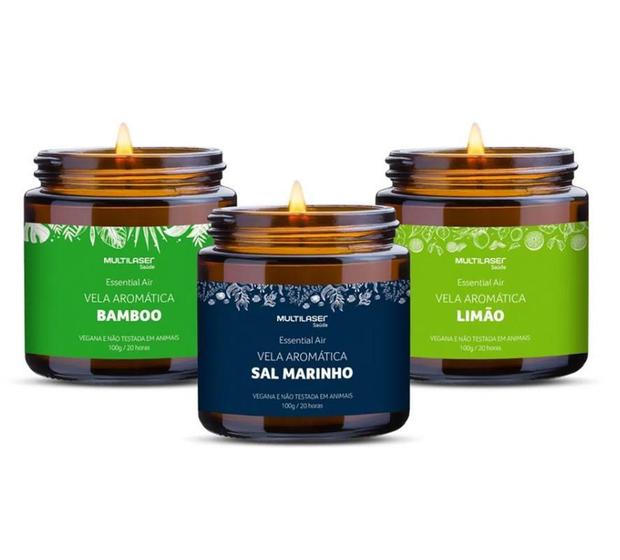 Imagem de Kit 3 Velas Aromáticas Relaxantes 100G Multilaser Saúde