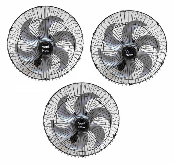 Imagem de Kit 3 Ventiladores Parede Oscilante 50 Cm Preto Prata