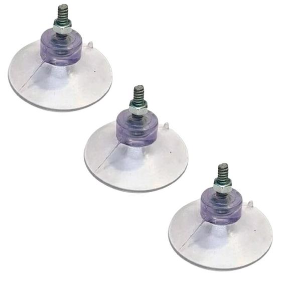 Imagem de Kit 3 Ventosas De 40Mm (4 Cm) Pvc Cristal C/Parafuso E Porca