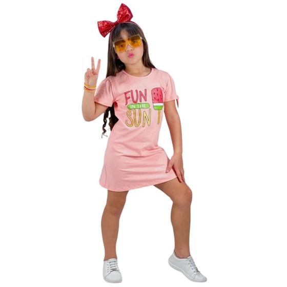 Imagem de Kit 3 Vestido menina camisa longa infantil para criança