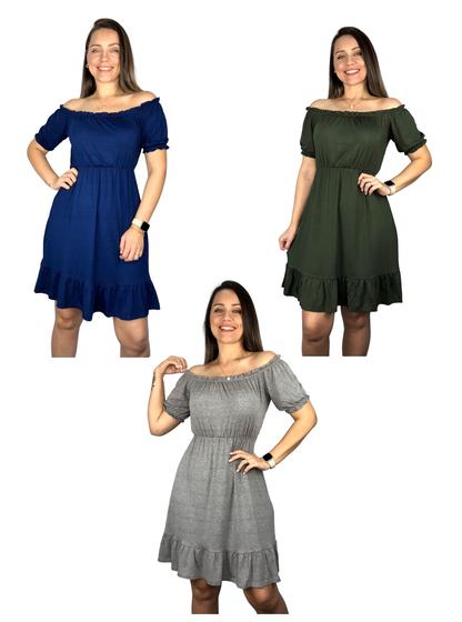 Imagem de Kit 3 Vestidos Ciganinha Viscolycra Premium Moda Casual Gestante Amamentar Amamentação