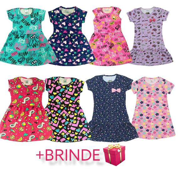 Imagem de Kit 3 Vestidos Infantil Juvenil Menina 1 a 14 Verão Feminino