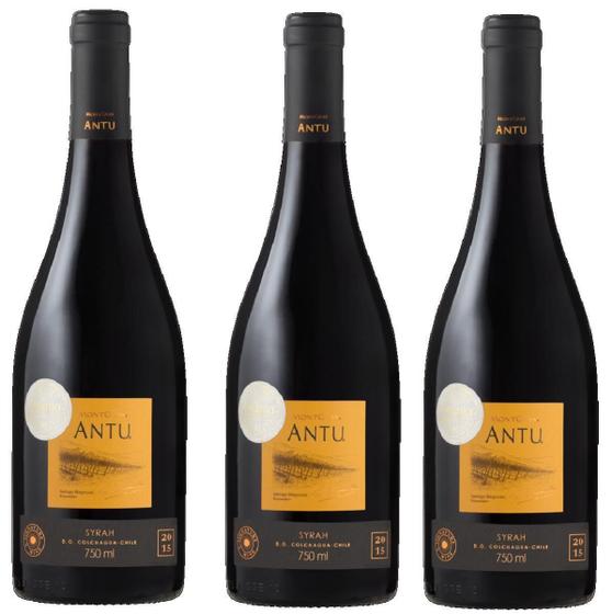 Imagem de Kit 3 Vinho Chileno Tinto Syrah Montgras Antu 750Ml