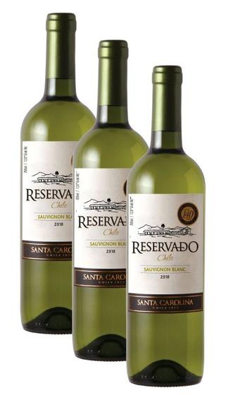 Imagem de kit 3 Vinho Santa Carolina Reservado Sauvignon Blanc 750ml