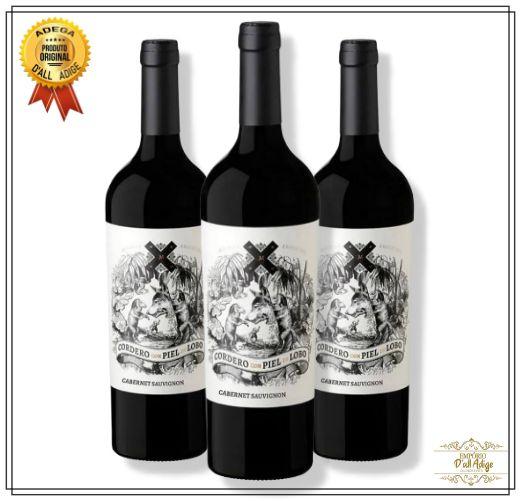 Imagem de Kit 3 Vinhos Argentino Cordero com Piel de Lobo Cabernet Sauvignon