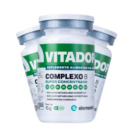 Imagem de Kit 3 Vitadop B 60 Cápsulas Vitamina Complexo B Elemento Puro