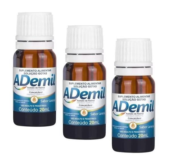 Imagem de Kit 3 Vitamina Ademil 20ml Vitaminas A e D - Arte Nativa