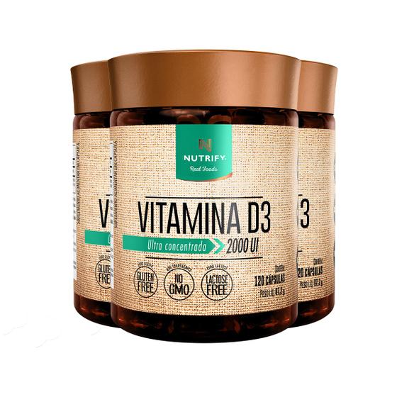 Imagem de Kit 3 Vitamina D3 2000 UI Nutrify 120 Cápsulas