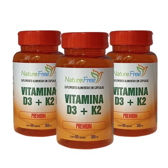 Imagem de Kit 3 Vitamina D3+K2 Premium 60 Cápsulas 350mg