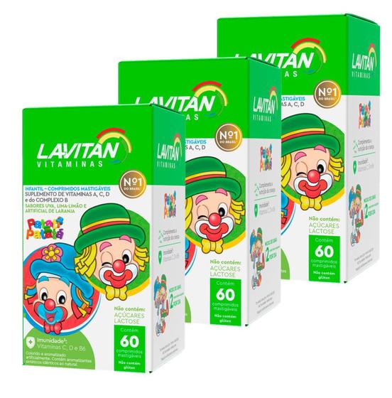 Imagem de Kit 3 Vitamina Infantil Lavitan Kids Mastigavel Mix de Sabor