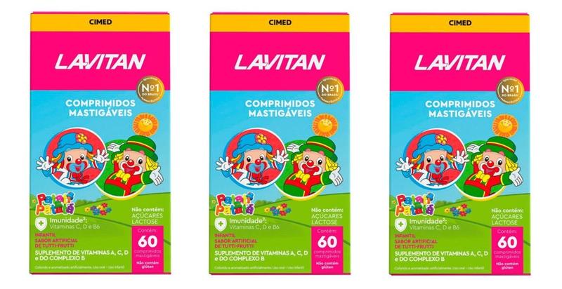 Imagem de Kit 3 Vitamina Infantil Lavitan Tutti Frutti 60Cpr - Cimed