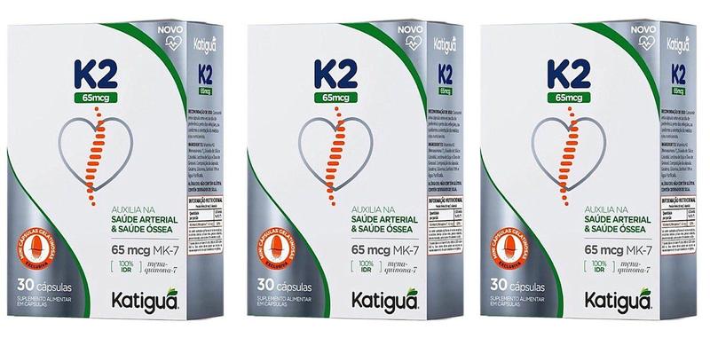 Imagem de Kit 3 Vitamina K2, Mk-7, Menaquinona-7 30 Cápsulas Katigua