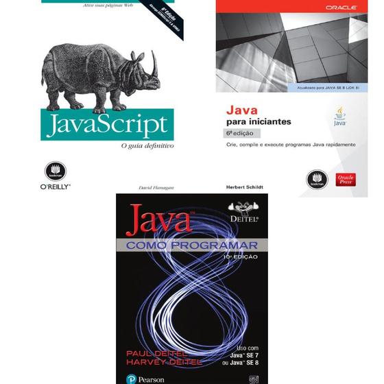 Imagem de Kit 3 vol: programação em java - javascript o guia definitivo + java para iniciantes + java como programar - Kit de Livros