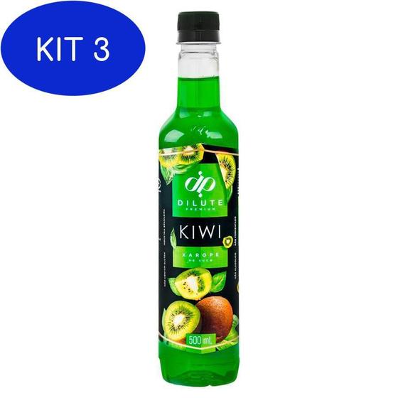 Kit 3 Xarope Dilute Para Drinks Soda Italiana Gin Kiwi 500Ml Dilute