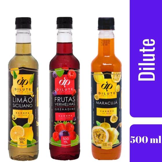 Kit 3 XAROPES DILUTE PREMIUM DRINKS E DOCES 500ML Limão Siciliano
