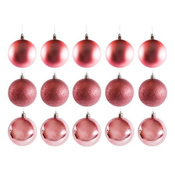 Imagem de Kit 30 Bolas De Natal Mista Rosé Fosca 3cm Pendente Árvore