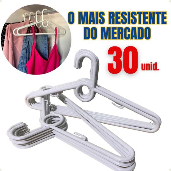 Kit 30 Cabides De Plástico Roupas Adulto Super Resistente Menor preço em Kit 30 Cabides De Plástico Roupas Adulto Super Resistente