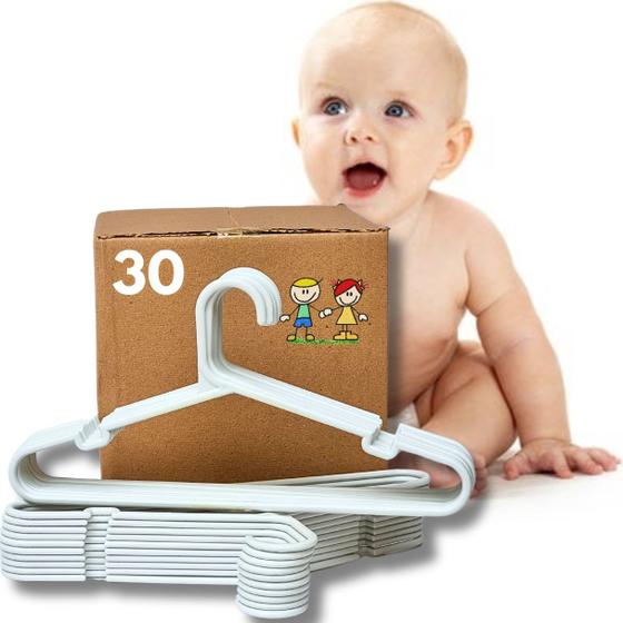 Imagem de Kit 30 Cabides Infantil baby Organizadores para Guarda roupa branco