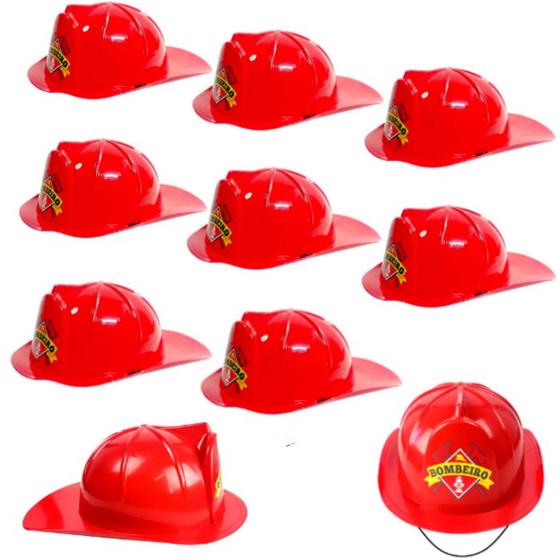 Imagem de Kit 30 Capacete Bombeiro Infantil Adulto para Festa Fantasia