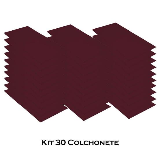 Imagem de Kit 30 Colchonete Slim 95x59cm Solteiro Para Ginástica Academia Escola Suede Bordô - Ahazzo Móveis