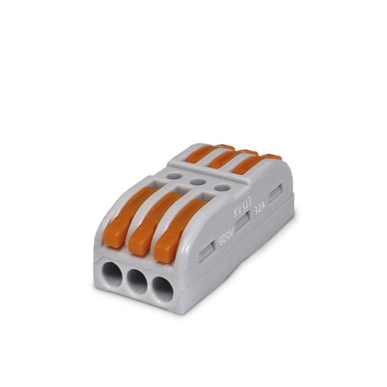 Imagem de Kit 30 conector de emenda automatico kv211 - 3 vias cabos 0,2 a 4,0mm ate 32a