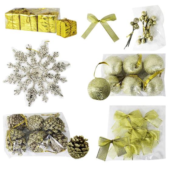 Imagem de Kit 30 Enfeites Natalino Decoração Pendentes Para Árvore De Natal Dourado