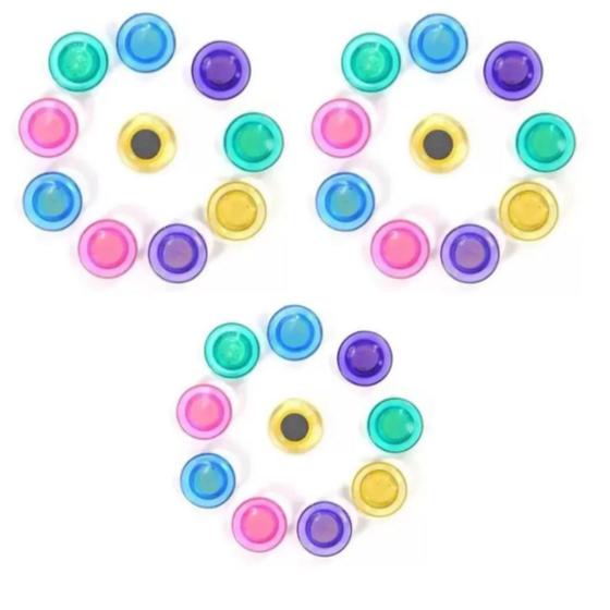 Imagem de Kit 30 imãs coloridos para pendurar avisos em geladeira ou quadro metálico